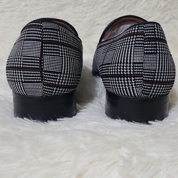 ELANROMAN Men's Plaid Black and White Dress Loafers Leather Lined - Size 8.5 - Picture 6 of 13